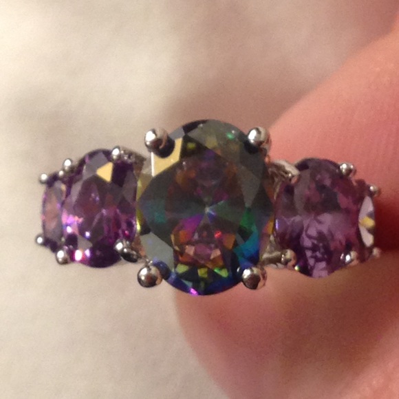 NWT! ππ₯ Mystic Topaz + Amethyst .925 five stone - Picture 4 of 8